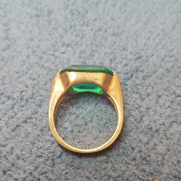 Emerald Octagon-Cut Statement Ring in Gold Tone - Picture 2 of 5